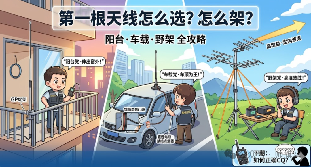 第一根天线怎么选、怎么架？阳台党、车载党、野架党全攻略