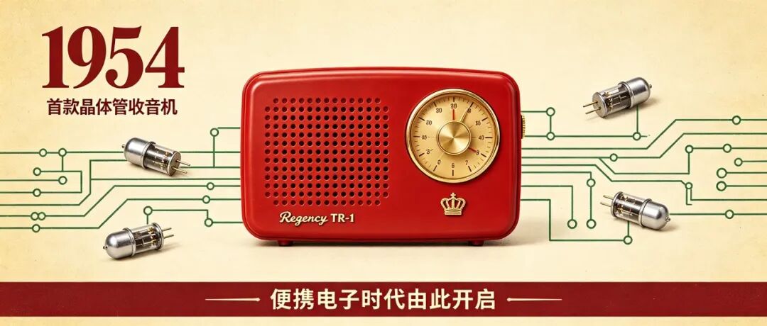 1954：四个晶体管，让收音机第一次装进口袋—— 德州仪器宣布首款商用晶体管收音机，便携电子时代由此开启